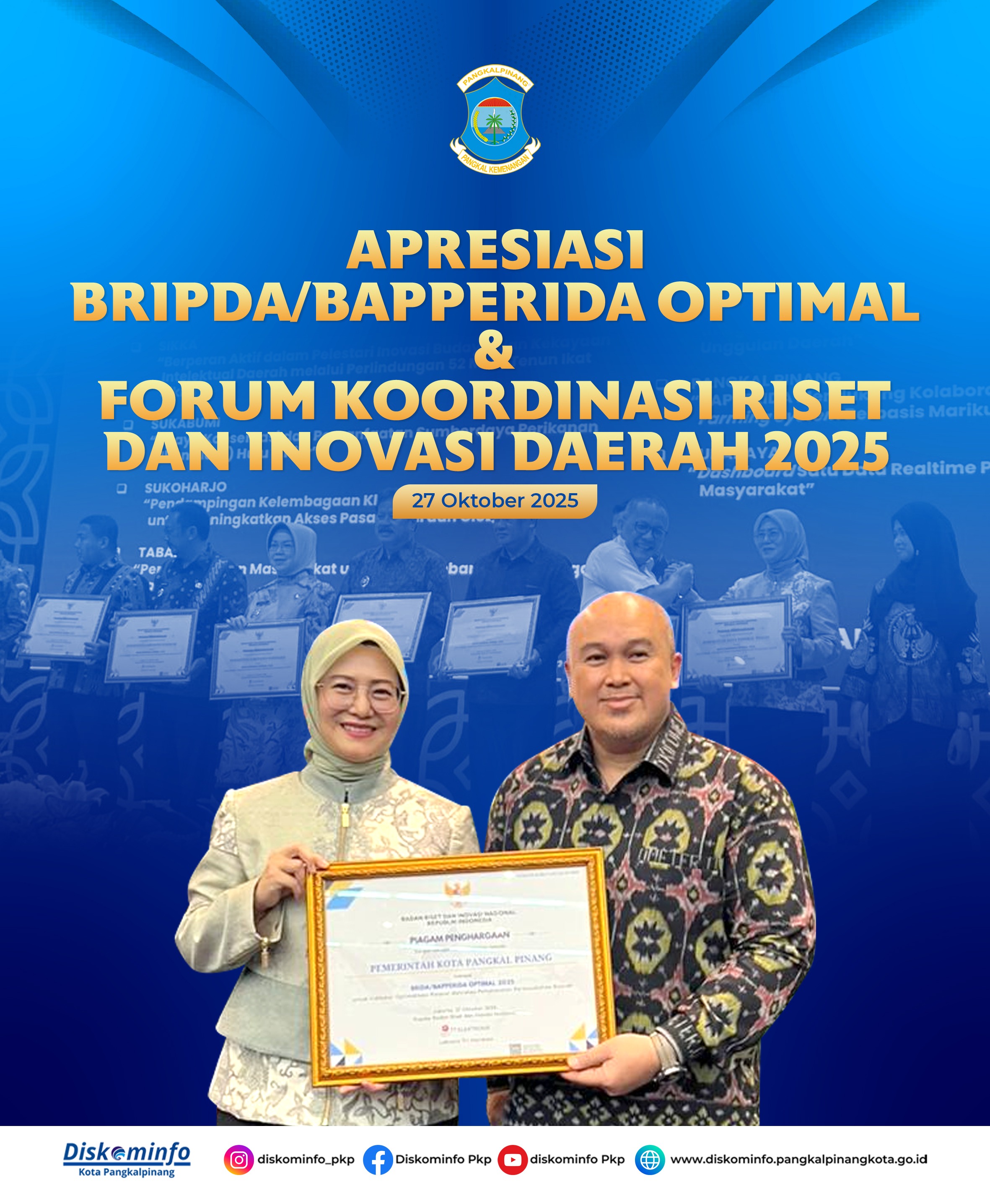 BRIN Apresiasi 39 BRIDA/BAPPERIDA Optimal 2025, Perkuat Sinergi Riset dan Inovasi Daerah